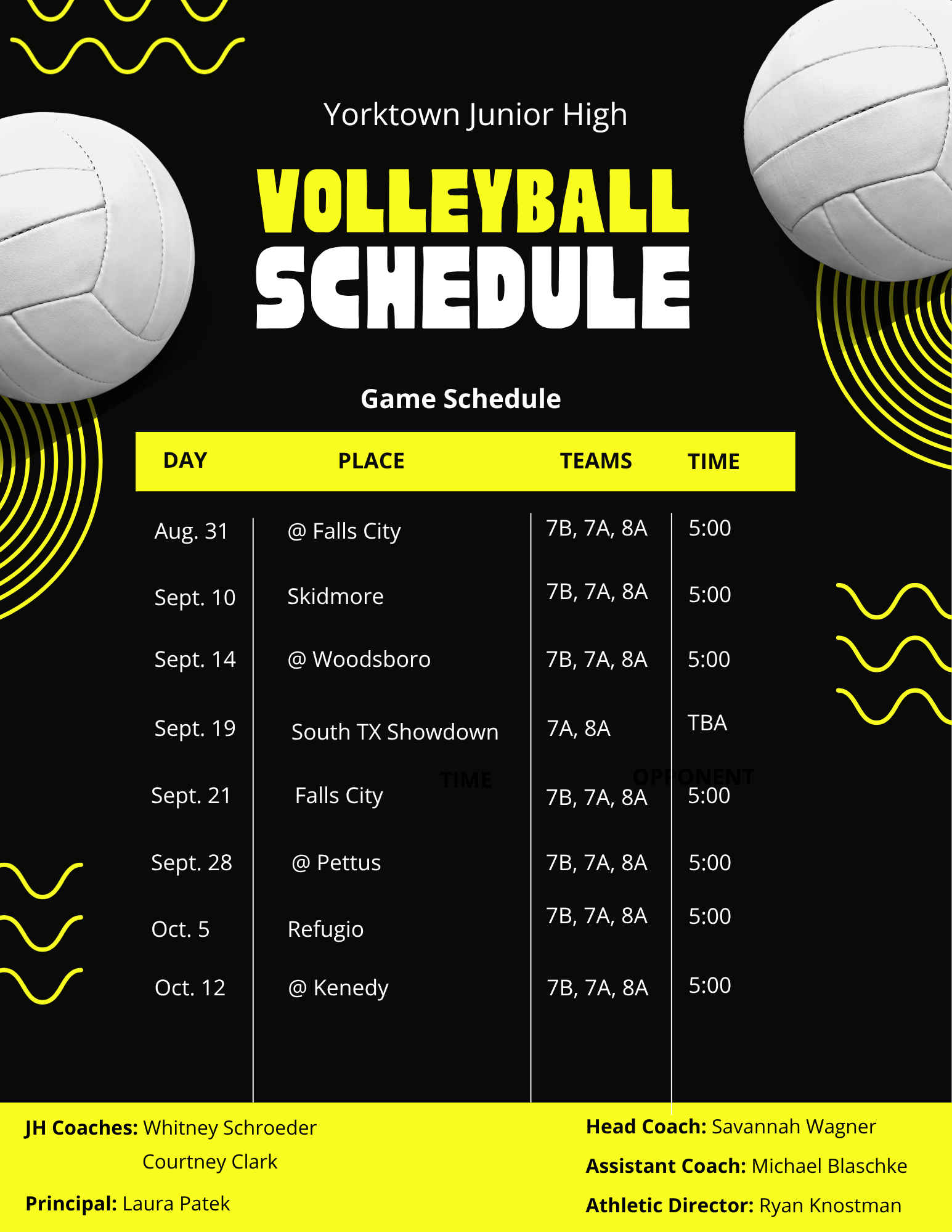 JH VolleyBall Schedule